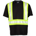 Kishigo XL, Black, Class 1 Enhanced Visibility Contrast T-Shirt B200-XL